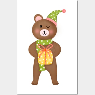 Teddy bear with gift Posters and Art